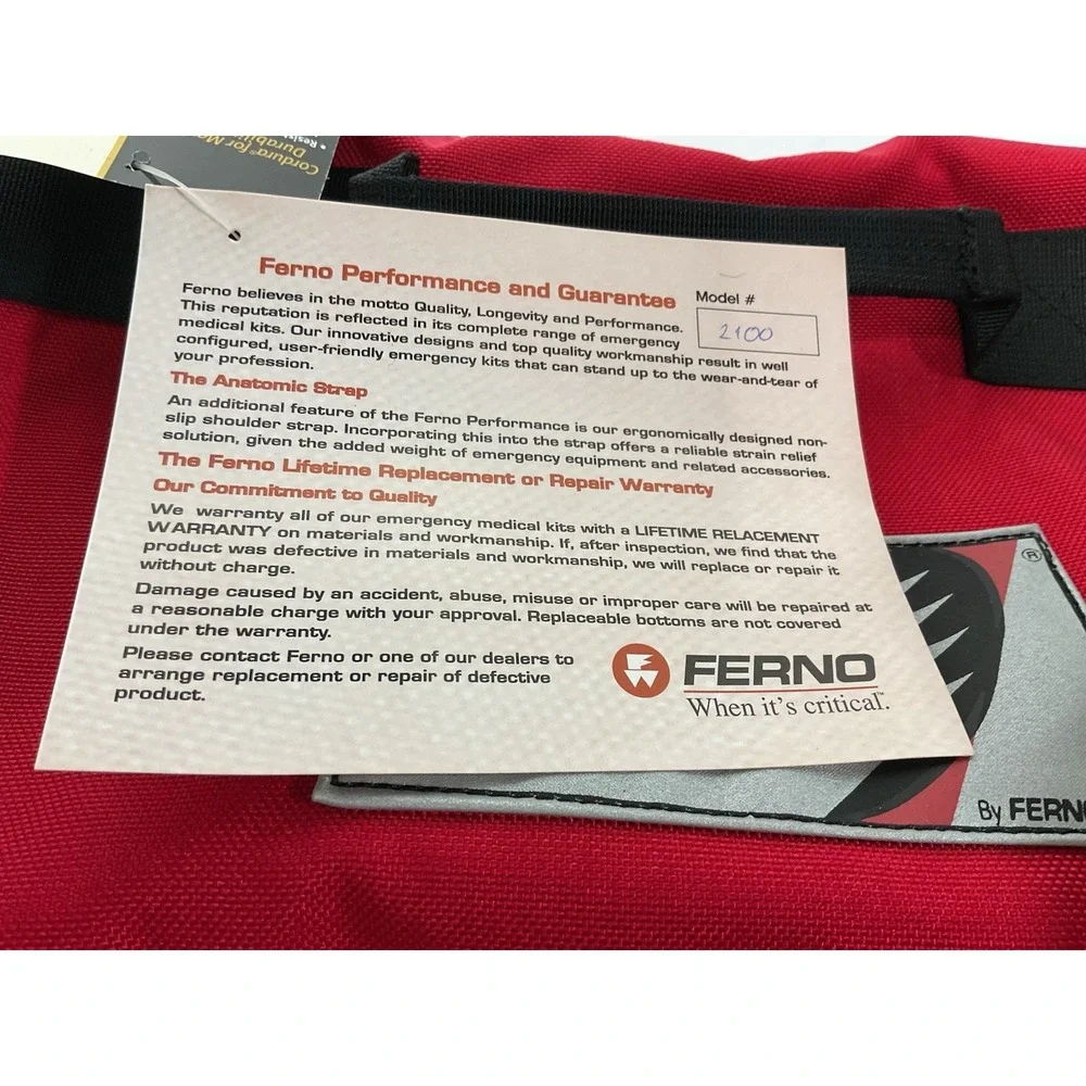 Ferno 2100 Saver First Responder Bag EMT EMS Medical Trauma Kit Red New W/ Tags